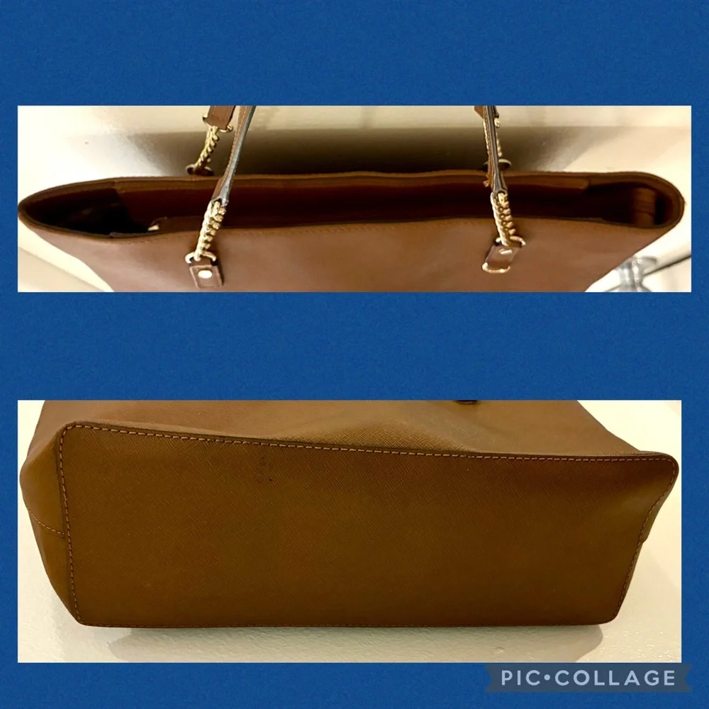 Michael Kors Jet Set Saffiano Leather Chain Tote in Acorn